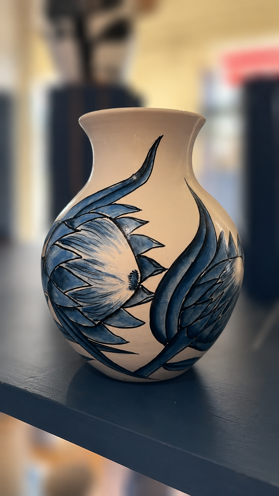 Franschhoek Delft Blue Protea Vase 18cm